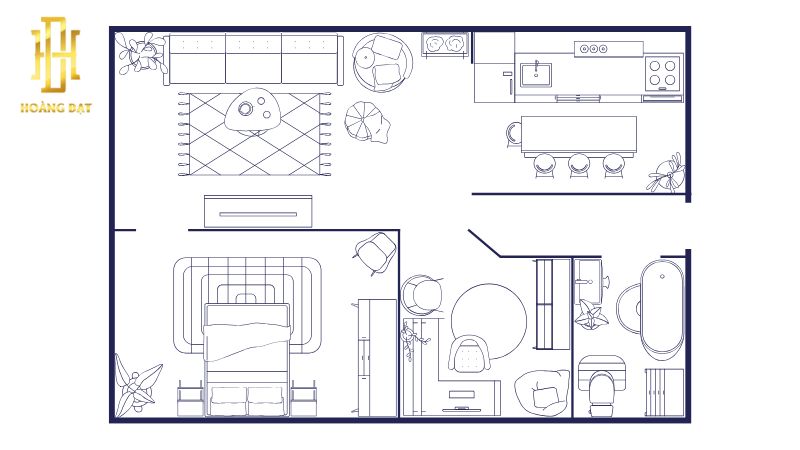 Bố cục khoa học cho thiết kế nội thất chung cư 70m2