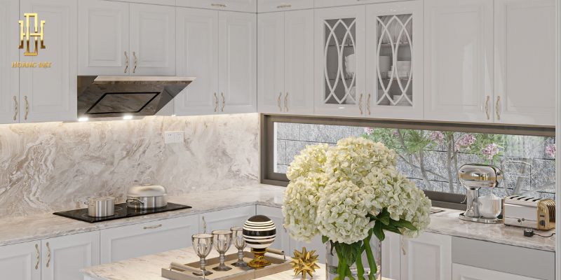 Tổng hợp 50 mẫu tủ bếp đẹp hình chữ L hiện đại nhất 2025 7 Mẫu tủ bếp đẹp hình chữ L phong cách cổ điển