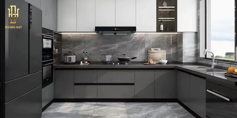 Khám phá 20+ mẫu tủ bếp nhôm kính sang trọng với thiết kế 3D 14 Tủ bếp nhôm kính chữ U