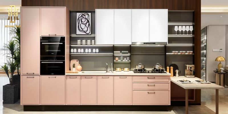 Khám phá 20+ mẫu tủ bếp nhôm kính sang trọng với thiết kế 3D 17 Tủ bếp nhôm kính tích hợp tủ rượu