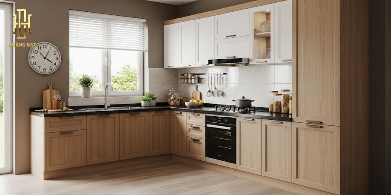 Nên chọn tủ bếp MDF hay nhựa cho không gian bếp gia đình bạn 5 Tủ bếp MDF phủ Melamine