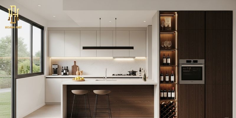 Top mẫu tủ rượu nhà chung cư đẹp, hiện đại nhất 2025 6 mẫu tủ rượu nhà chung cư tối giản