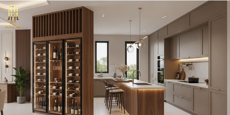 Top mẫu tủ rượu nhà chung cư đẹp, hiện đại nhất 2025 8 Mẫu tủ rượu nhà chung cư vách ngăn