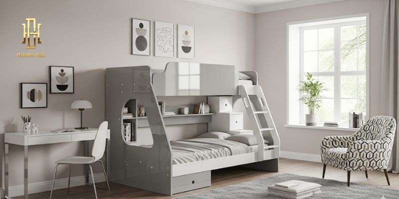 TOP 20 mẫu thiết kế phòng ngủ 2 giường tiết kiệm không gian 10 Giường tầng tối giản hiện đại