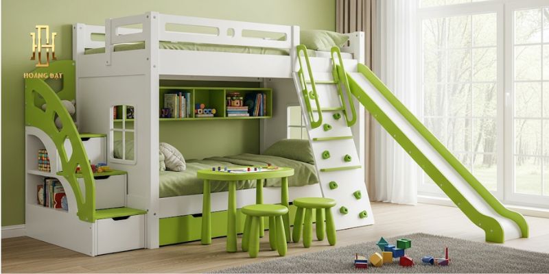 TOP 20 mẫu thiết kế phòng ngủ 2 giường tiết kiệm không gian 9 Mẫu thiết kế phòng ngủ giường 2 tầng kết hợp bàn học