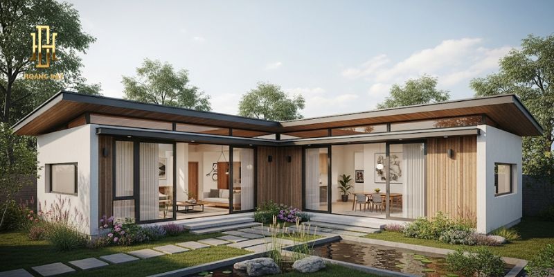 TOP 20 thiết kế nội thất nhà chữ L tiết kiệm không gian 8 Nhà chữ L 1 tầng 2 phòng ngủ phong cách tối giản