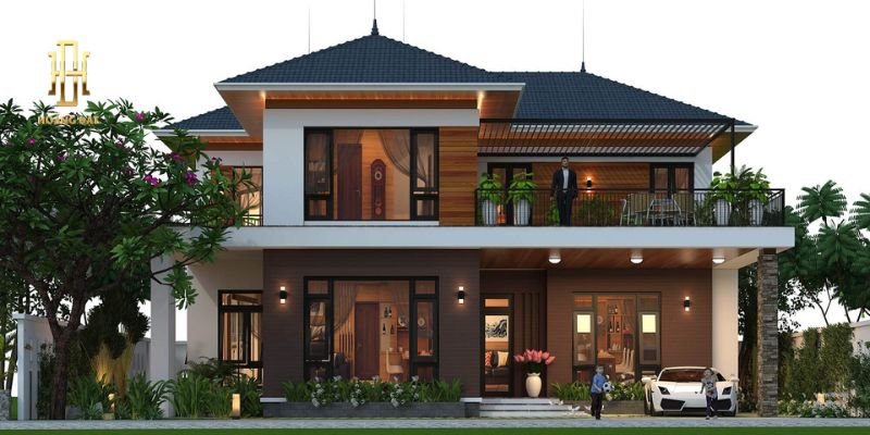 TOP 15 thiết kế nội thất biệt thự mái Thái đẹp cho gia chủ 7 Biệt thự mái Thái 2 tầng hiện đại