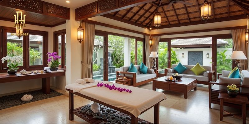 TOP 15 thiết kế nội thất biệt thự mái Thái đẹp cho gia chủ 12 Nội thất biệt thự mái Thái luxury với spa mini
