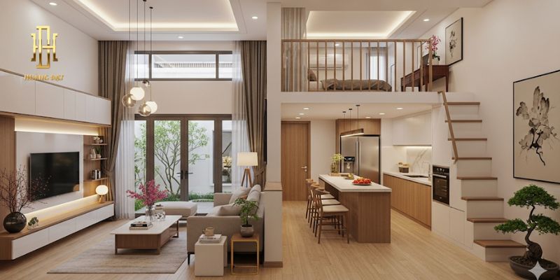 TOP 20 thiết kế nội thất nhà chữ L tiết kiệm không gian 13 Thiết kế nội thất nhà chữ L có gác lửng thông minh
