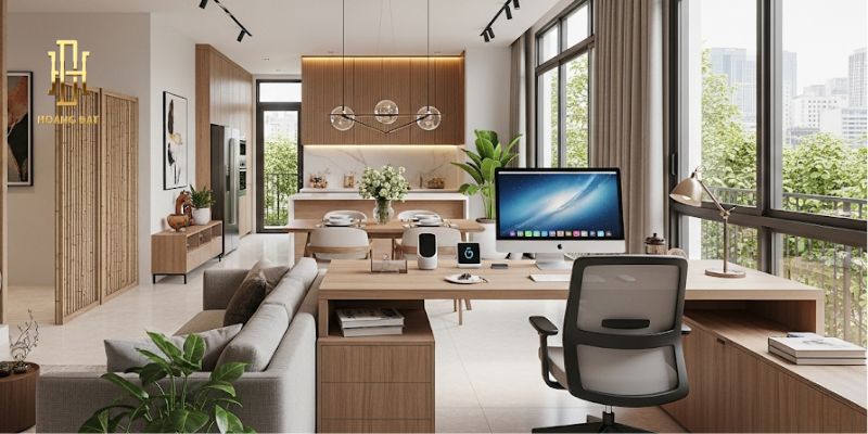 TOP 20 thiết kế nội thất nhà chữ L tiết kiệm không gian 14 Nhà chữ L kết hợp phòng làm việc tại gia