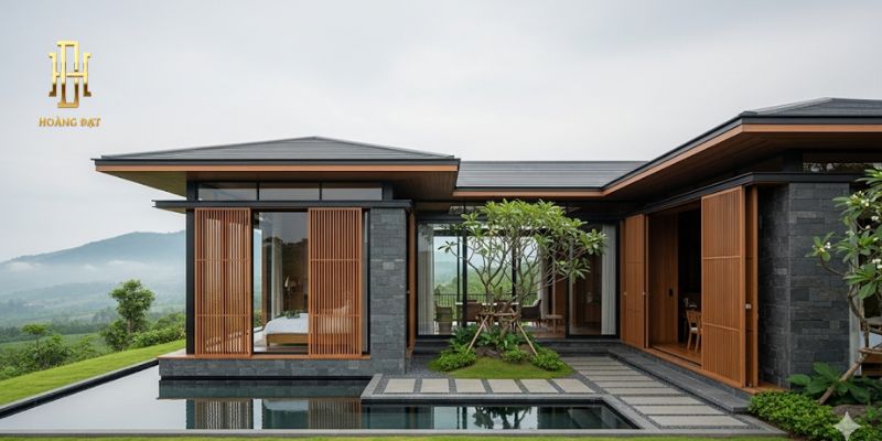 TOP 20 thiết kế nội thất nhà chữ L tiết kiệm không gian 10 Thiết kế nội thất nhà chữ L 1 tầng 2 phòng ngủ tiện dụng