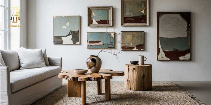 Phong cách Wabi Sabi là gì? Tìm lại sự bình yên trong không gian 6 Theo kế phòng khách theo phong cách Wabi Sabi