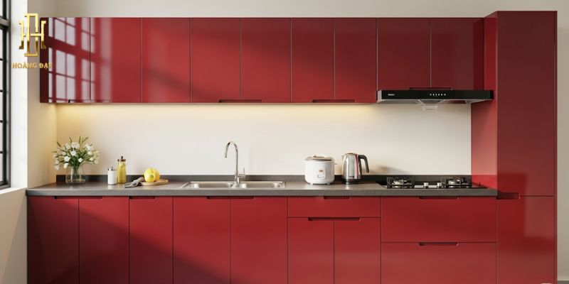 14 mẫu tủ bếp nhựa chữ I đẹp mê mẩn dẫn đầu xu hướng 2025 9 tu bep nhua chu I do burgundy