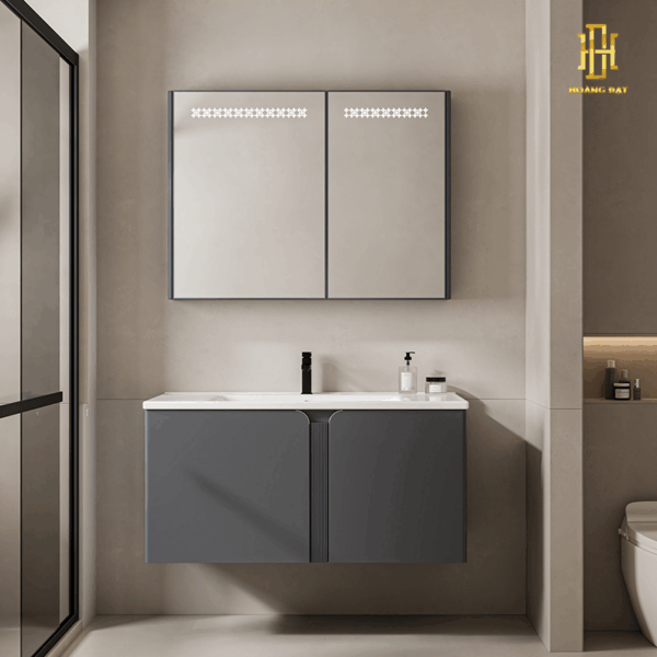 Tủ rửa mặt lavabo PVC chống nước tuyệt đối, thiết kế hiện đại – mang lại không gian phòng tắm sang trọng và tiện nghi.