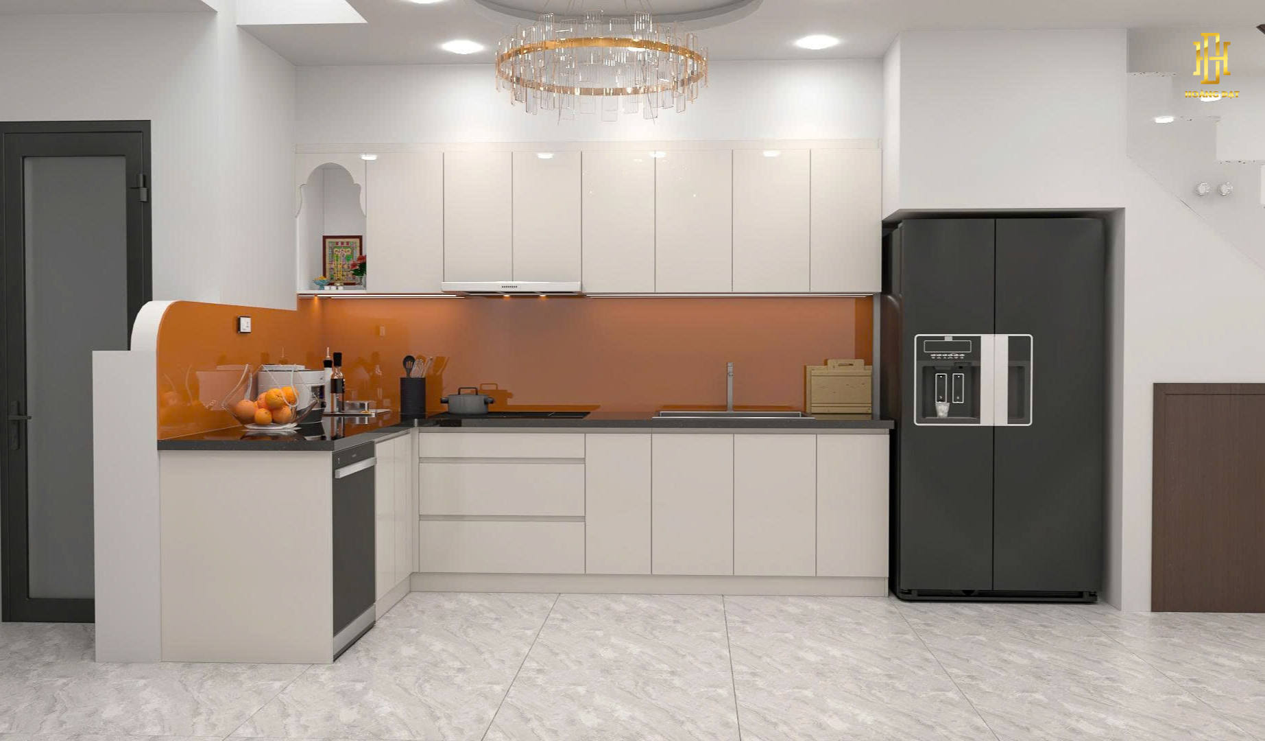 Tủ bếp nhựa cao cấp Hoàng Đạt - TBN004 6 Bếp thiết kế tinh tế, mang đến không gian ấm áp, dễ thương và đầy cảm hứng cho mỗi bữa ăn.