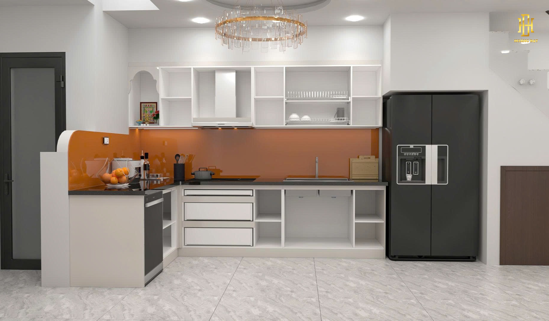 Tủ bếp nhựa cao cấp Hoàng Đạt - TBN004 5 Bếp thiết kế tinh tế, mang đến không gian ấm áp, dễ thương và đầy cảm hứng cho mỗi bữa ăn.