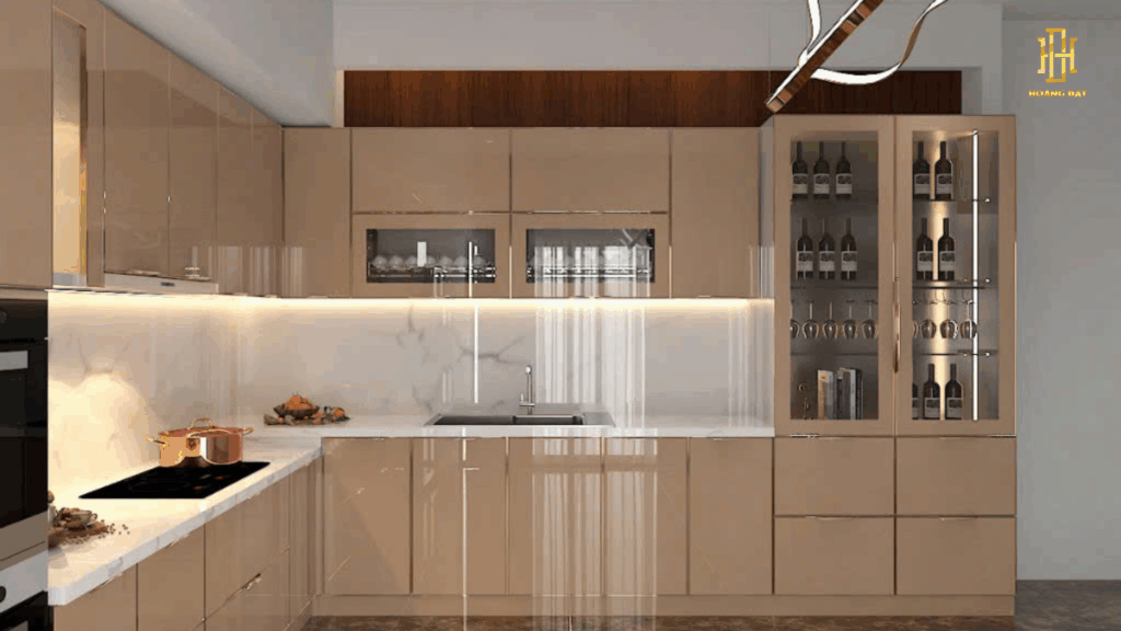 Tủ bếp hiện đại – kết hợp tinh tế giữa công năng và thẩm mỹ, tối ưu từng góc nhỏ, mang đến không gian nấu nướng tiện nghi và đầy cảm hứng mỗi ngày.