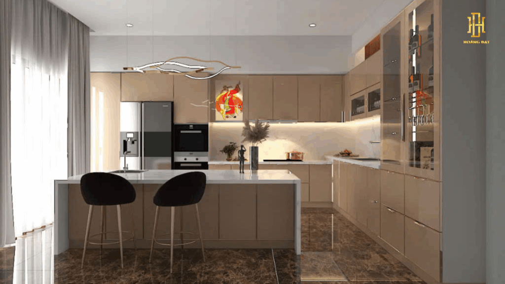 Tủ bếp hiện đại – kết hợp tinh tế giữa công năng và thẩm mỹ, tối ưu từng góc nhỏ, mang đến không gian nấu nướng tiện nghi và đầy cảm hứng mỗi ngày.