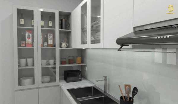 Bếp thiết kế tinh tế, mang đến không gian ấm áp, dễ thương và đầy cảm hứng cho mỗi bữa ăn.