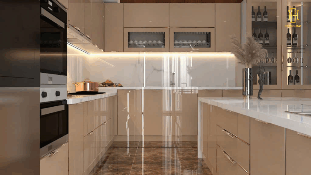 Tủ bếp hiện đại – kết hợp tinh tế giữa công năng và thẩm mỹ, tối ưu từng góc nhỏ, mang đến không gian nấu nướng tiện nghi và đầy cảm hứng mỗi ngày.