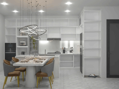 Bếp thiết kế tinh tế, mang đến không gian ấm áp, dễ thương và đầy cảm hứng cho mỗi bữa ăn.
