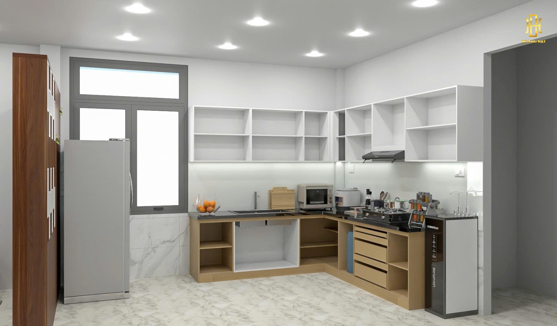 Tủ bếp nhựa cao cấp Hoàng Đạt - TBN001 11 Bếp thiết kế tinh tế, mang đến không gian ấm áp, dễ thương và đầy cảm hứng cho mỗi bữa ăn.