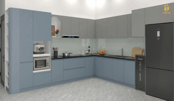 Bếp thiết kế tinh tế, mang đến không gian ấm áp, dễ thương và đầy cảm hứng cho mỗi bữa ăn.