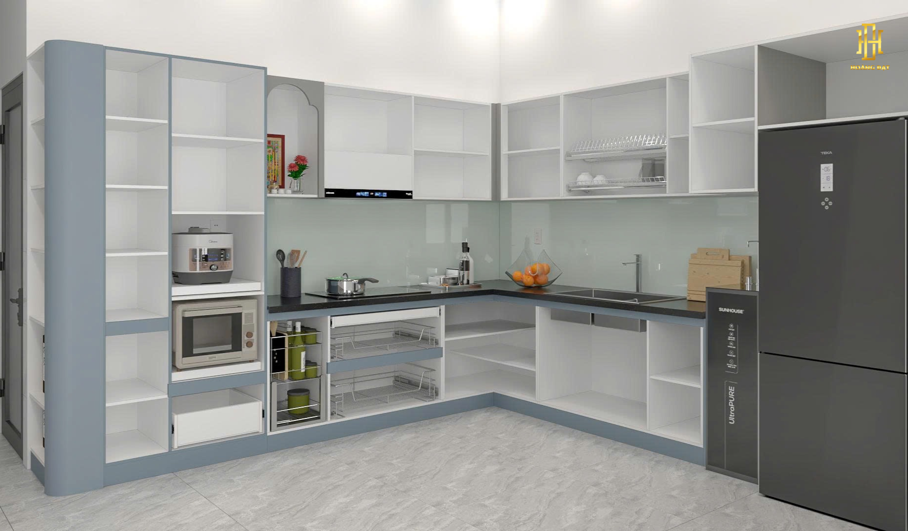 Tủ bếp nhựa cao cấp Hoàng Đạt - TBN006 10 Bếp thiết kế tinh tế, mang đến không gian ấm áp, dễ thương và đầy cảm hứng cho mỗi bữa ăn.