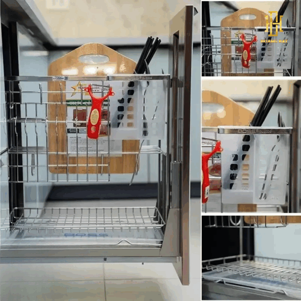 Giá dao thớt thông minh giúp sắp xếp gọn gàng, đảm bảo an toàn và tiện lợi khi sử dụng trong mọi không gian bếp.
