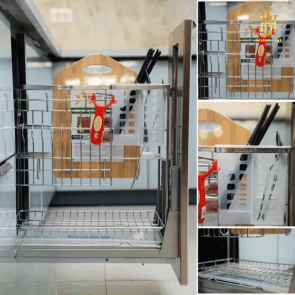 Giá dao thớt thông minh giúp sắp xếp gọn gàng, đảm bảo an toàn và tiện lợi khi sử dụng trong mọi không gian bếp.