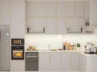 Bếp thiết kế tinh tế, mang đến không gian ấm áp, dễ thương và đầy cảm hứng cho mỗi bữa ăn.