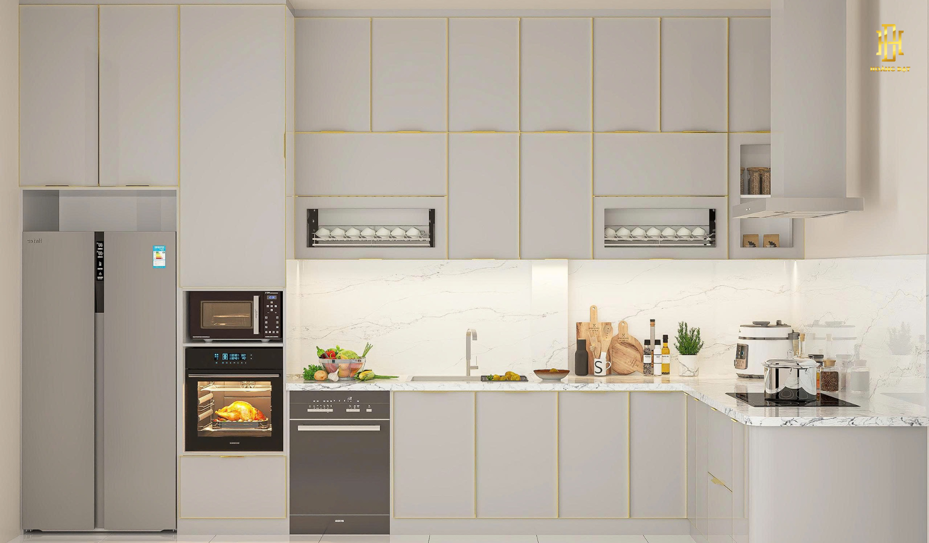 Tủ bếp nhựa cao cấp Hoàng Đạt - TBN005 8 Bếp thiết kế tinh tế, mang đến không gian ấm áp, dễ thương và đầy cảm hứng cho mỗi bữa ăn.
