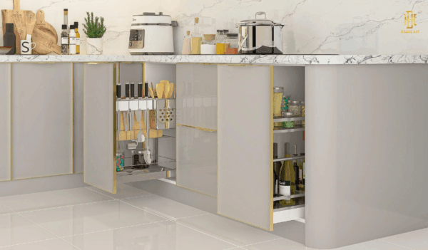 Bếp thiết kế tinh tế, mang đến không gian ấm áp, dễ thương và đầy cảm hứng cho mỗi bữa ăn.