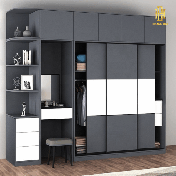 Tủ quần áo thiết kế thông minh, tối ưu từng góc nhỏ giúp căn phòng luôn gọn gàng và tinh tế.