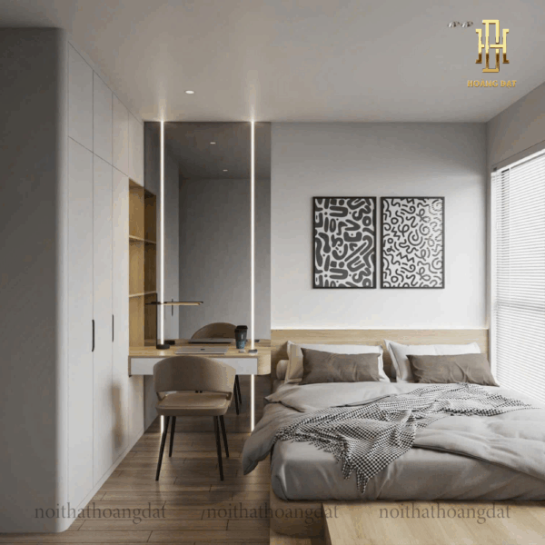 Thiết kế nội thất chung cư hiện đại Hoàng Đạt - TKCC004